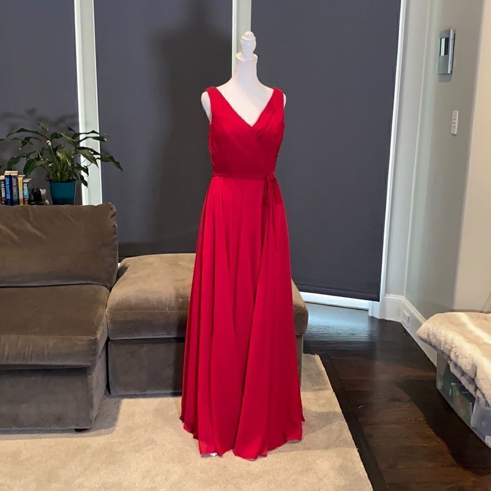 Women’s Burgundy Chiffon Full Length Bridesmaid Prom Party Dress Corset Size 6